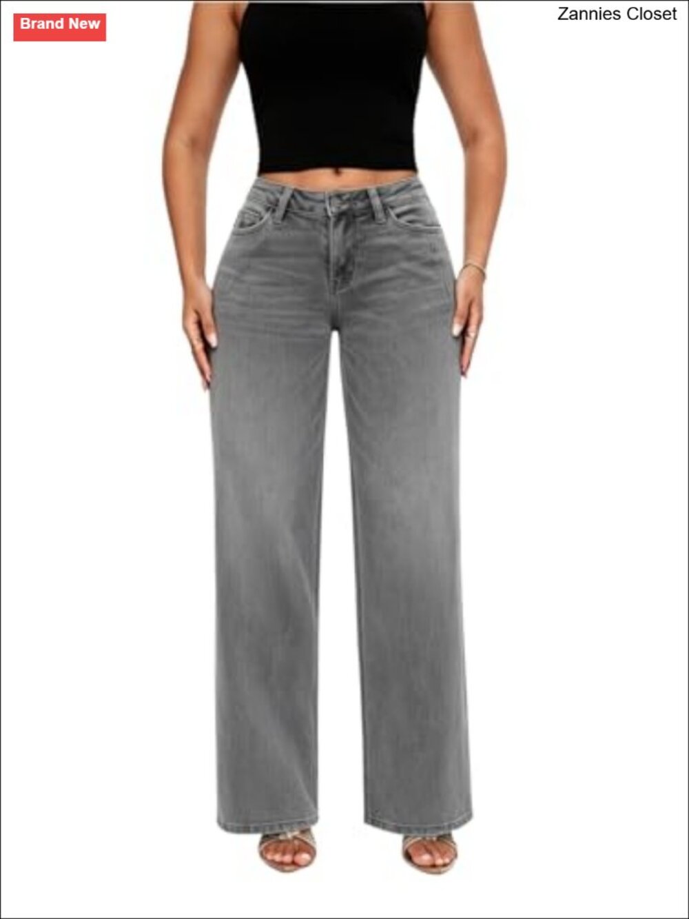Wide Leg Jeans Mid Low Rise Baggy Stretchy Denim Pants Tummy Control BBL